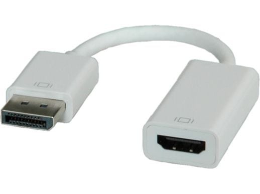 ROLINE DisplayPort-HDMI Adapter, 0,15 m, DisplayPort, HDMI-tyyppi A (vakio), Uros, Naaras, Valkoinen