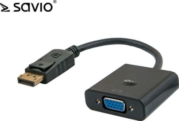 Savio CL-90/B Adapter Display Port do VGA, 0,2 m, DisplayPort, VGA (D-Sub), Hankjønn, Hankjønn, 2 år