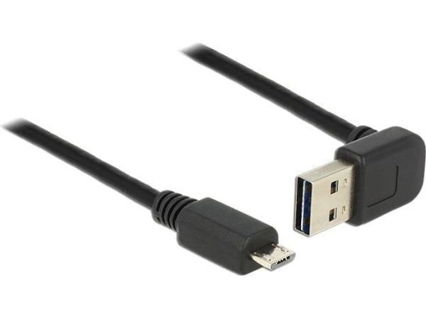 Delock EASY-USB - USB-kabel - USB (hann) til Micro-USB type B (hann) - USB 2.0 - 1 m - 90° kontakt - svart