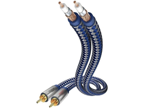 in-akustik Premium Audio - Äänikaapeli - RCA x 2 uros RCA x 2 uros - 1,5 m - kaksoissuojattu - sininen, hopea