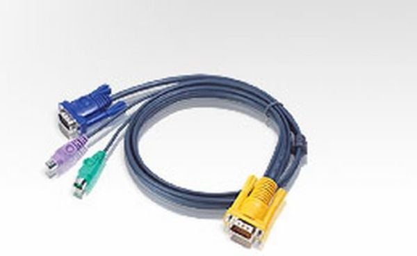 ATEN 2L-5206P - Tangentbords-/video-/muskabel - 15 stifts SPHD (hane) till 15 pin D-Sub (DB-15), PS/2 (hane) - 6 m