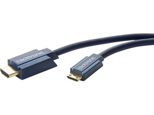 ClickTronic Mini-HDMI, 2m, 2m, HDMI Type C (Mini), HDMI Type A (Standard), 10,2 Gbit/sek, Blå