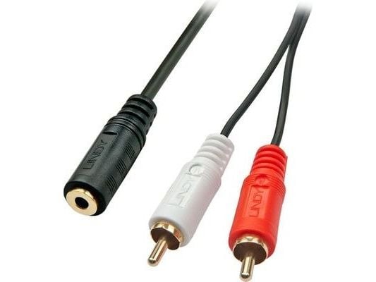 Lindy 35677, 2 x RCA, Uros, 3.5mm, Naaras, 0,25 m, Musta, Punainen, Valkoinen