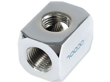 Alphacool HF-tilkoblingsklemme TEE T-stykke rund G1/4 - Krom (17029)