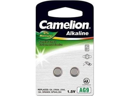 Camelion AG9-BP2 - Batteri 2 x LR45 - Alkalisk - 50 mAh