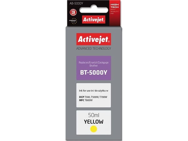 Activejet AB-5000Y, Høyt (XL) utbytte, Gult, Fargestoffbasert blekk, 50 ml, 1 stykker, Enkeltpakke