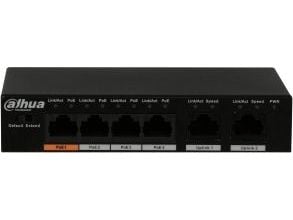 Dahua Technology PFS3006-4ET-60, Hallitsematon, L2, Fast Ethernet (10/100), Power over Ethernet -tuki, Seinäkiinnitteinen