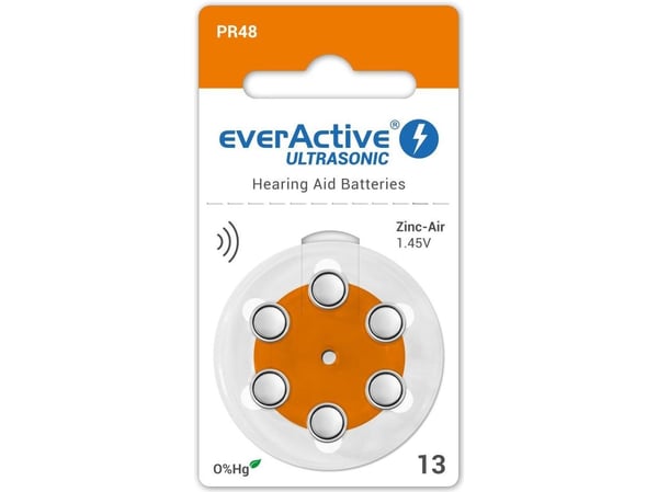EverActive batteri til høreapparater PR48 – 6 stk.