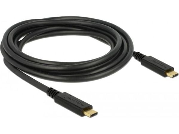 Delock - USB-kabel - USB-C (hann) til USB-C (hann) - USB 2.0 - 5 A - 3 m - svart
