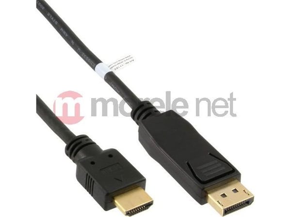 InLine 17182, 2 m, DisplayPort, HDMI, kultainen, musta, uros/naaras