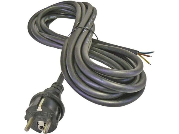 Emos strømledning AC-plugg – loddede ender (3x1,5 mm²) 3,0 m med gummiert isolasjon (verktøy for kabelbytte)