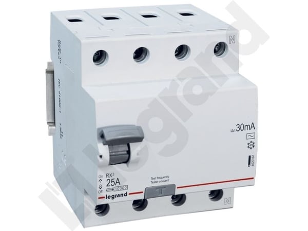 Legrand Residual current circuit breaker 4P 25A 0,03A type AC RX3 402062