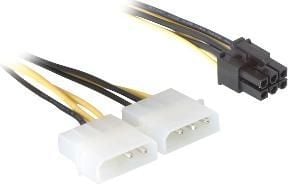 Delock - Strømkabel - 6 pin PCIe-strøm (hun) til 4-PIN intern strøm (han) - 15 cm