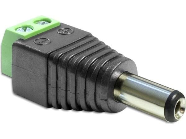 DeLOCK 65487, DC 2.5 x 5.5 mm, 2p, Musta, Vihreä