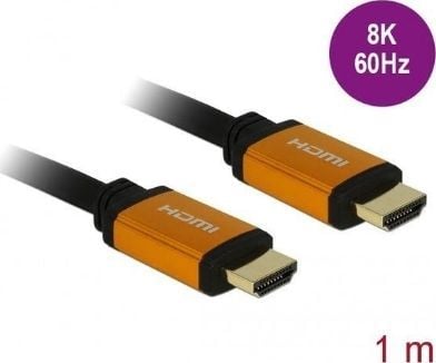 Delock - HDMI-kabel - HDMI hann til HDMI hann - 1 m - trippel beskyttelse - svart, gull - 8K-støtte