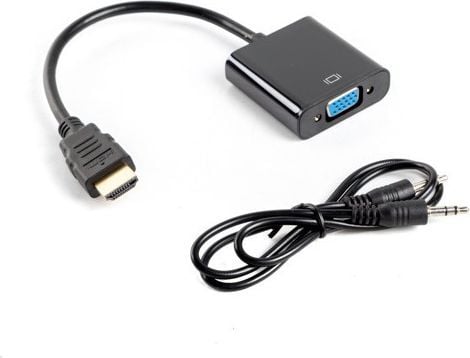 Lanberg - Videotransformator - HDMI - VGA - sort