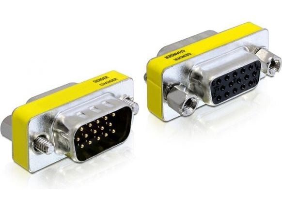 DeLOCK 65250, VGA (D-Sub), VGA (D-Sub), Musta, Hopea, Keltainen