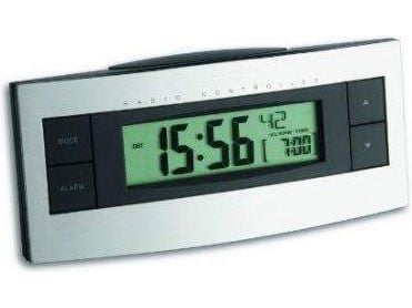 TFA - Väckarklocka - rektangulär - elektronisk - skrivbord - Black silver