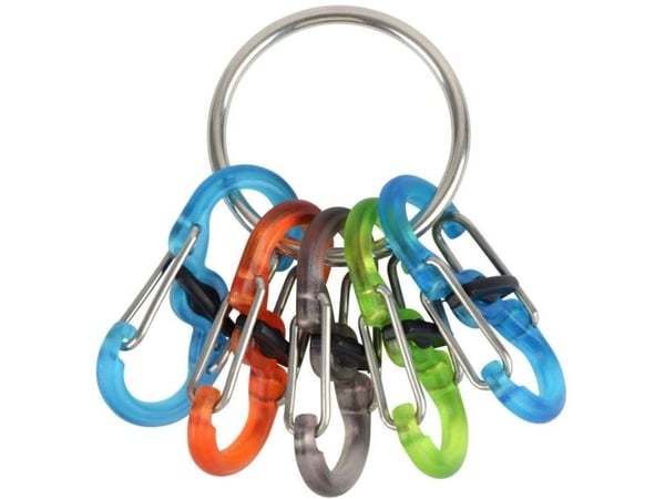 Nite Ize nyckelring + 5x micro karbinhakar transparent mixfärger (KRGP-11-R3)
