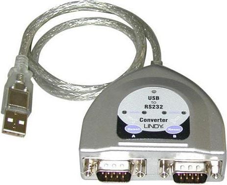 Lindy 42889, Hopea, 0,6 m, USB A-tyyppi, DB-9, Uros, Uros
