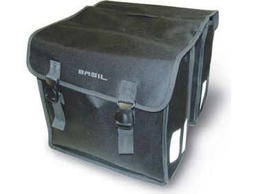 Basil sykkelveske urban dobbel MARA XL 35L, stroppefeste, vannavvisende polyester, svart (BAS-17108)
