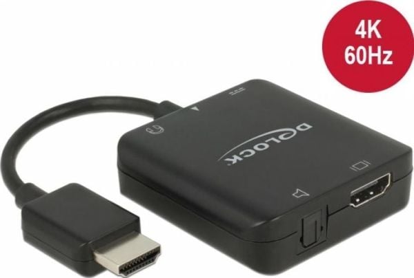 DeLOCK HDMI Audio Extractor 4K 60 Hz kompakt - HDMI lydsignal utvinning - svart