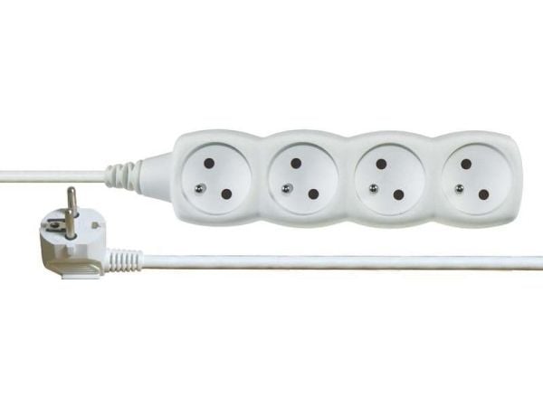 Emos 1902040500, Grunnleggende, Hvit, 4 AC-utganger, 5 m, 250 V, 10 A
