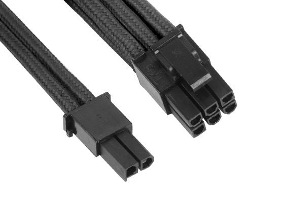 SilverStone PP07 - Virran jatkokaapeli - 8-nastainen PCIe-virta (naaras) - 8-nastainen PCIe-virta (6+2) (uros) - 25 cm - musta