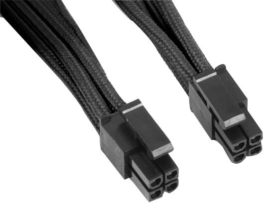SilverStone PP07 - Strømforlengelseskabel - 8-pins EPS12V (hunn) til 8-pins EPS12V (hann) - 30 cm - svart