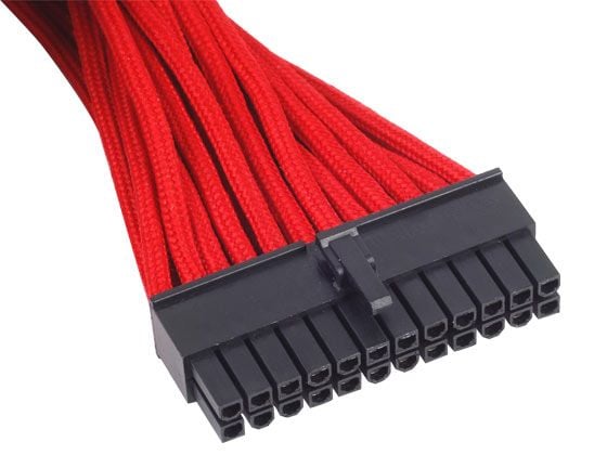 SilverStone PP07-MBR - Strømforlengelseskabel - 24-pins ATX (hunn) til 24-pins ATX (hann) - 30 cm - rød