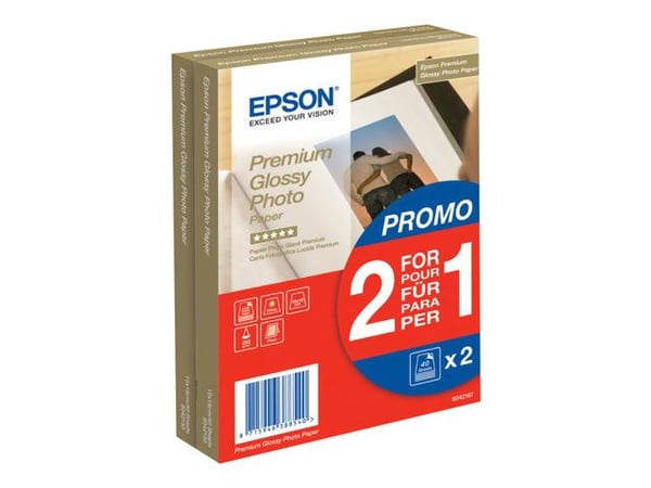 Epson Premium Glossy Photo Paper BOGOF - Blank - 100 x 150 mm - 255 g/m² - 40 ark fotopapper (paket om 2) - för EcoTank ET-2650, 2750, 2751, 2756, ...
