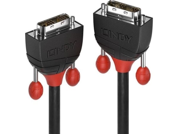 Lindy 36255, 1 m, DVI-D, DVI-D, Hanstik, Hanstik, Hanstik, Musta