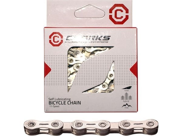 Clarks kjede YBN CSL-H11CR SHIMANO/CAMPAGNOLO/SRAM (11 gir, 1/2"x11/128", 116 ledd, 5,6 mm, låseclip, superlett, krom) smørelgrå sølv