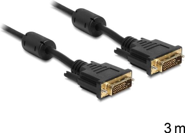 Delock - DVI-kabel - DVI-D (hann) til DVI-D (hann) - 3 m - tommelskruer - svart