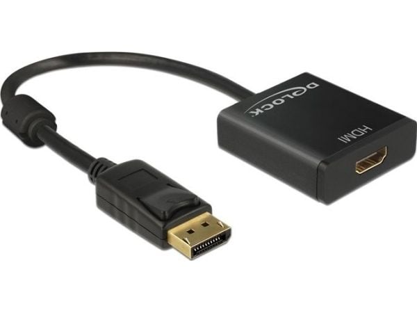 Delock Adapter Displayport 1.2 male > HDMI female 4K Active - Videokonverter - Parade PS171 - DisplayPort - HDMI - svart - løsvekt