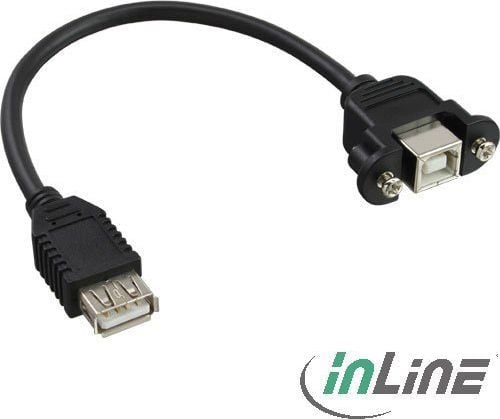 InLine 33441F, 0,2 m, USB A, USB B, Svart
