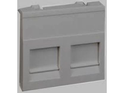 Kontakt-Simon K45 plate for double telecommunication socket, 2xRJ, flat with a shutter, graphite gray - KB76/14