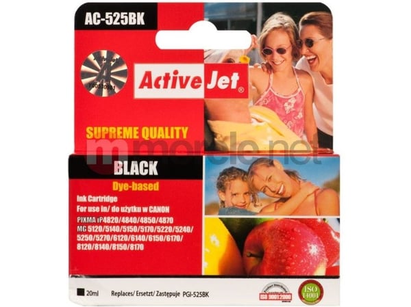 Activejet ACC-525BN, Korkea (XL) värintuotto, Musta, Väriainepohjainen muste, 20 ml, 1 kpl, Kertapakkaus