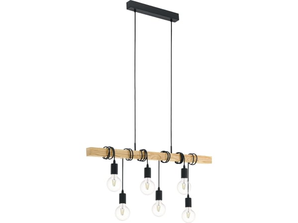 EGLO TOWNSHEND pendellampa för bord i modern design i svart och ek