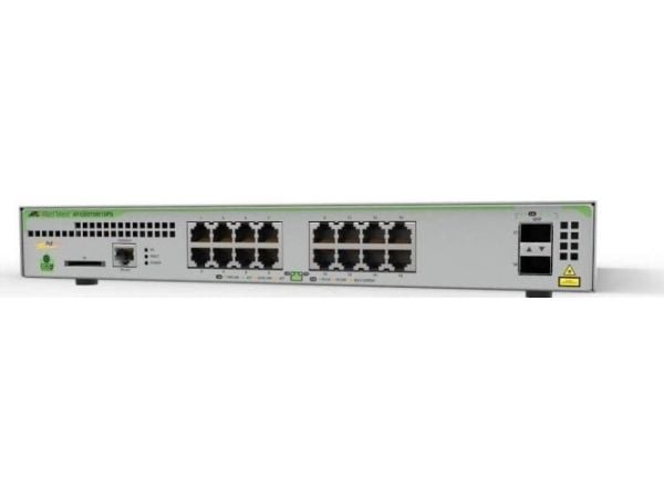 Allied Telesis CentreCOM AT-GS970M/18PS - Switch - L3 - Administrerad - 16 x 10/100/1000 (PoE+) + 2 x SFP (mini-GBIC) (upplänk) - skrivbordsmodell,...