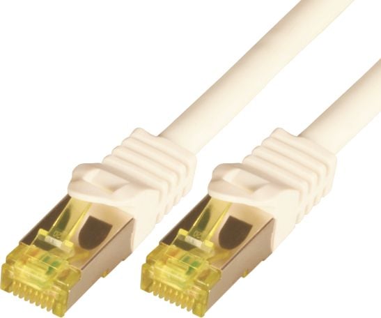 M-CAB - Koblingskabel - RJ-45 (hann) til RJ-45 (hann) - 1 m - SFTP, PiMF - CAT 7 - halogenfri, formstøpt, uten hindringer - hvit
