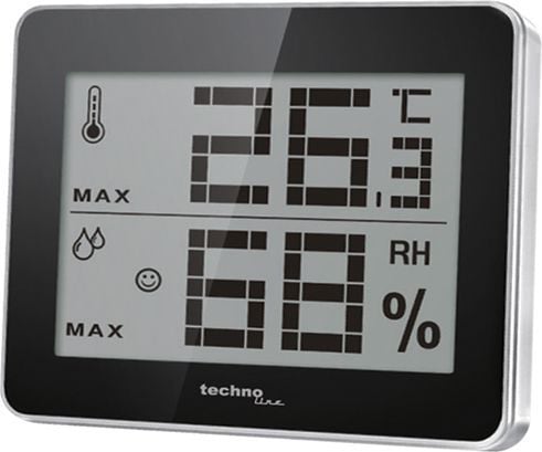 Technoline WS 9450, Svart, Sølv, Inne hygrometer, Inne Termometer, Hygrometer, Termometer, F, °C, Batteri, CR2025