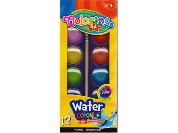 COLORINO KIDS akvarellmaling stor pastill, 12 farger