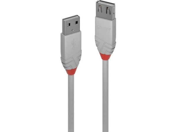 Lindy 36710, 0,2 m, USB A, USB A, USB 2.0, 480 Mbit/s, Grå