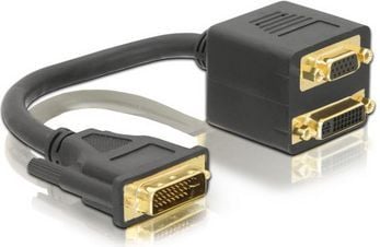 Delock - VGA-adapter - DVI-I (hann) til HD-15 (VGA), DVI-I (hunn) - 20 cm