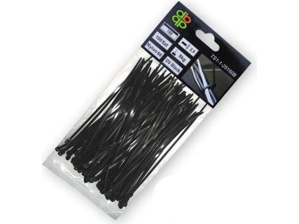 Bradas muovinen solmio musta 3.6 x 370 100kpl (TS1136370B)