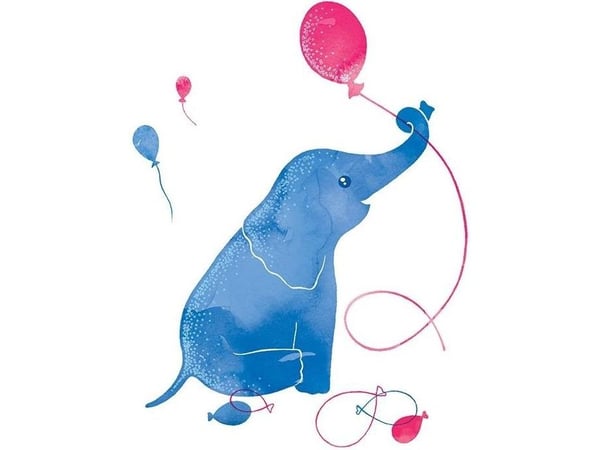 Clear Creation gratulationskort Swarovski kvadrat blå elefant (CL2604)