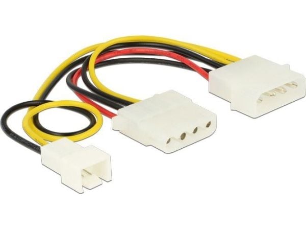 Delock - Strømkabel - 4-pin intern strøm (hann) til 4-pin intern strøm, 3-pin intern - 14.5 cm