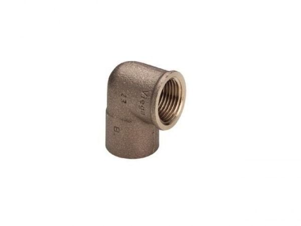 Viega overgangsvinkel 90° muffe/muffe 15 mm x 12" rødgods