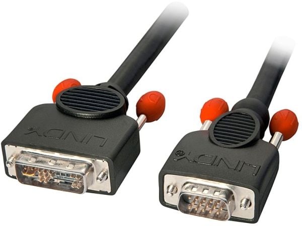 Lindy 41196, 2 m, DVI-I, VGA (D-Sub), Nikkeli, Musta, Uros/naaras